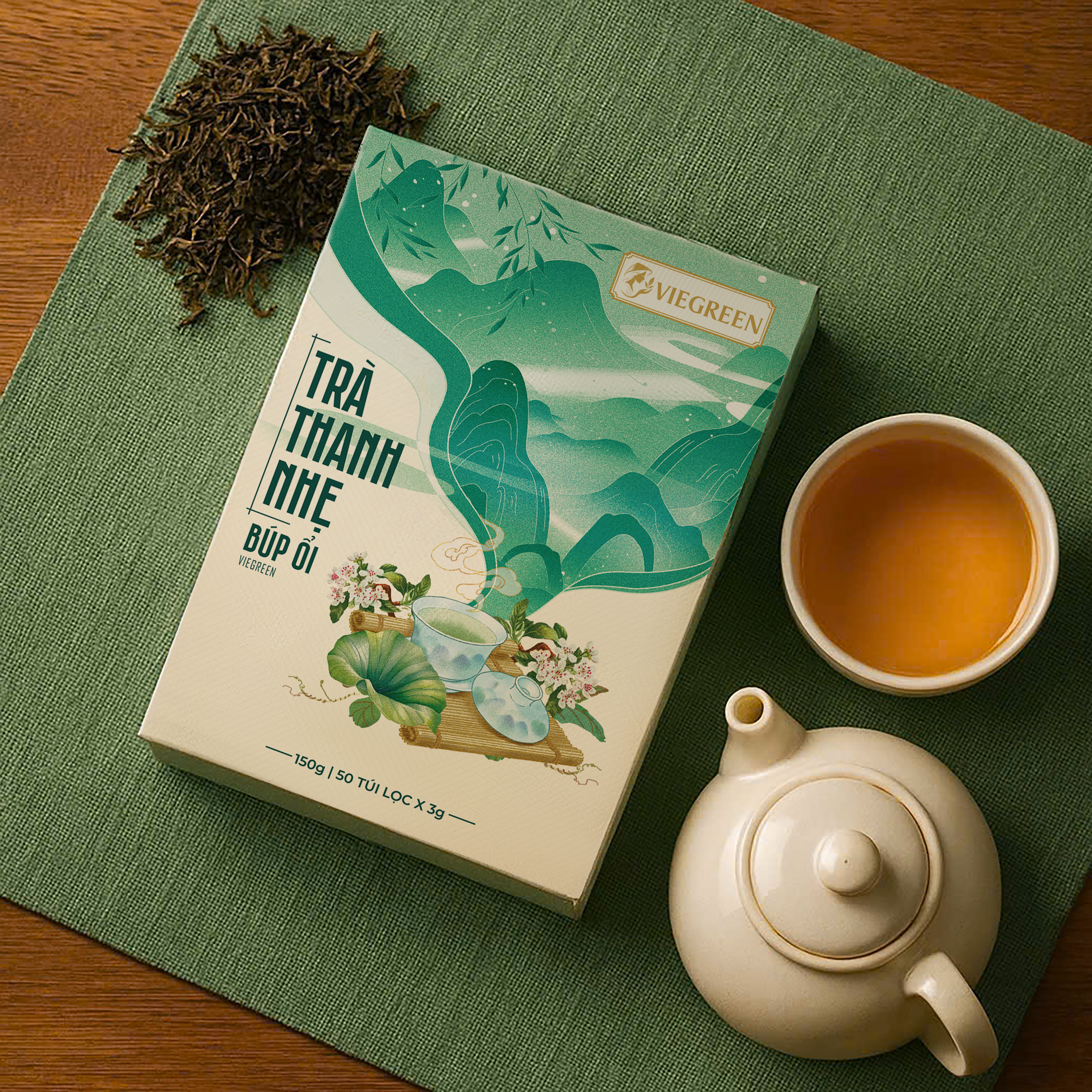 [VIEGREEN] Trà Thanh Nhẹ Búp Ổi 25% | 50 túi lọc x 3g